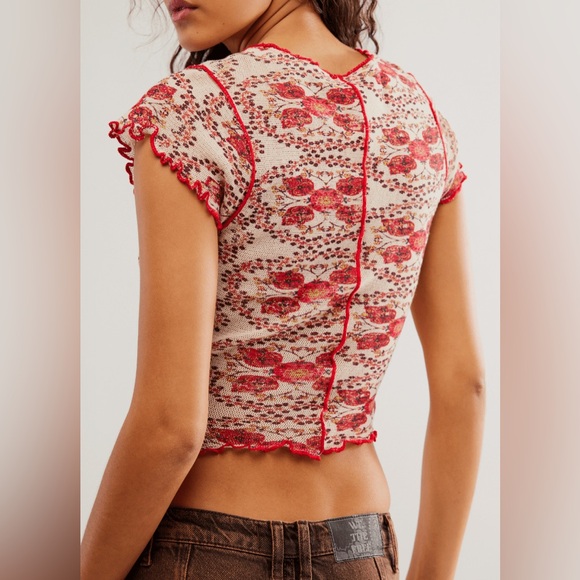 free people smocked floral oh my baby tee - Picture 2 of 7